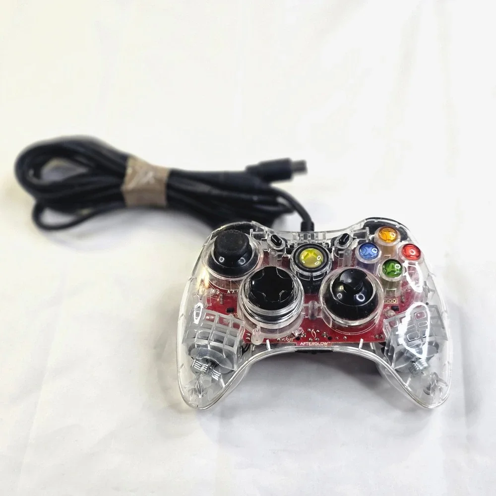 PDP Xbox 360 Afterglow Wired Controller PL-3702 Clear Red PCB Lighting